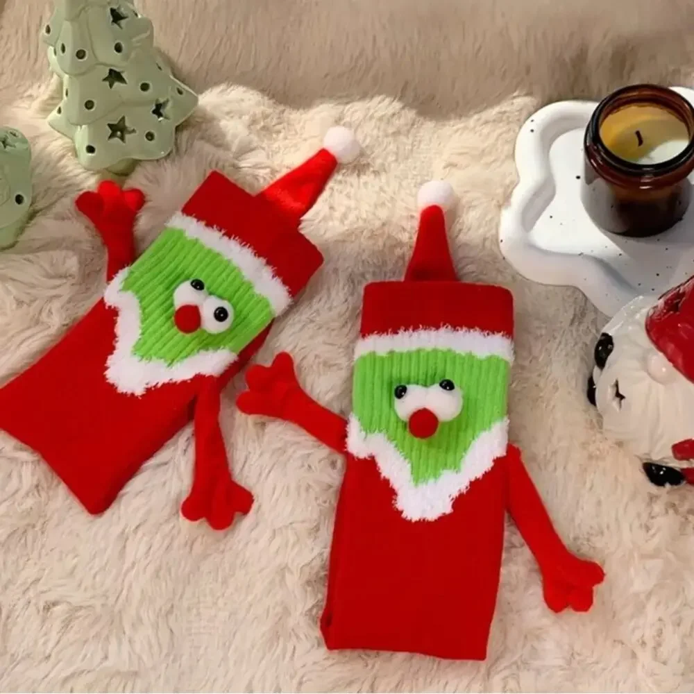 Pair of Festive Hand-Holding Socks for Women